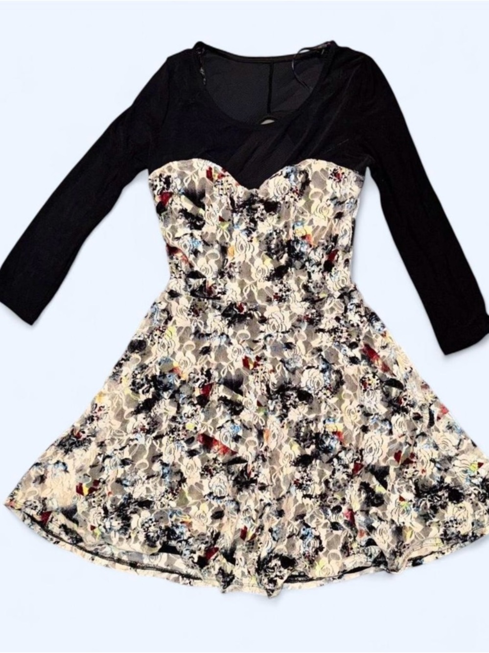 Alternative Floral Sheer Lace Dress | skater emo Y2K / grunge alt aesthetic